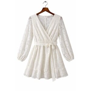 A-line Dress White Floral Lace Boho Whimsigoth Fairy Romantic Cottage Size 10